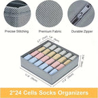 1Pcs Sock Drawer Organizer Divider Underwear Organizer, 24 Cell Closet Organizers and Storage Organizer Sock Holders Organizers for Storing Socks, Handkerchiefs, Ties, Belts