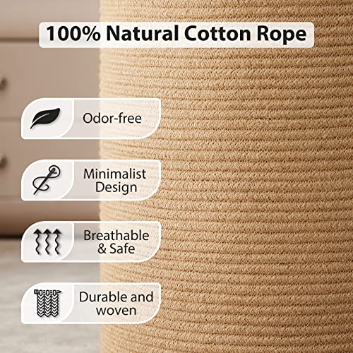 Fiona's magic 72L Large Woven Laundry Hamper, Tall Cotton Rope Storage Basket, Jute Baby Nursery Hamper for Blankets, Toys and Clothes in Bedroom and Living Room Organizing, Jute - color: Brown Jute, size: Large(72L)
