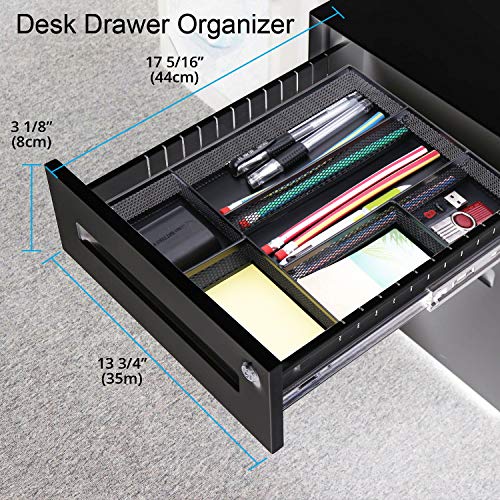 Drawer Organizer, Desk Organizer, Black Metal Mesh Drawer, Desk Drawer Organizer for Home Office and School,11.02X 6.10 X 1.38 Inch,Black - color: Black M