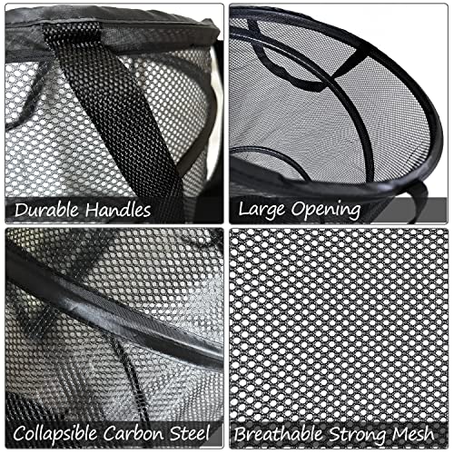 BATTOO 2 Pack Large Collapsible Laundry Basket Foldable Mesh Pop Up Hamper with Handles for Laundry Room, Bathroom, Kids Room, College Dorm, Travel, Storage Organizer Black+White - color: Black+White, size: 13 x 23.7 inch
