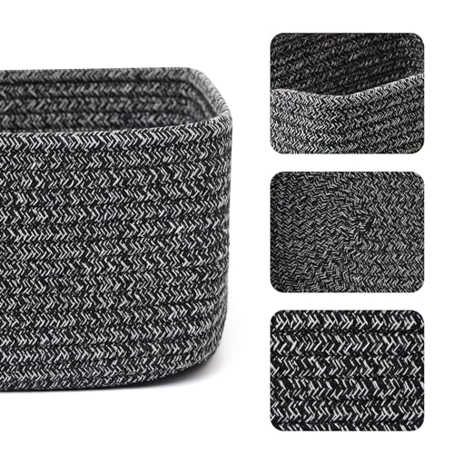 MiniArk Small Storage Baskets for Organizing | Closet Organizer Bins | Shelf Toy Basket | Woven Rope Baskets | Cube Decorative Box | Shallow Basket | 11.5x7.5x4.7” | 3 Packs Dark Gray - color: Dark Gray, size: 3pcs-L11.5xW7.5xH4.7"
