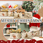 4 Pack Christmas Storage Bin Collapsible Large Christmas Storage Baskets for Gifts Xmas Tree Canvas Laundry Basket Foldable Box with Handle for Office Home Bedroom Clothes Toys Holiday Decor - style: Snowman