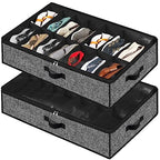 Under Bed Shoe Storage Organizer for Closet 2 Pack- Fits 32 Pairs Underbed Shoes Container Boxes Black - color: Black-32pairs, style: Regular Handle