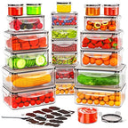 JSCARES 44 PCS Food Storage Container with Lid (22 Lids & 22 Containers) - Leakproof Meal-Prep Containers for Kitchen Storage Reusable Plastic Microwave/Dishwasher Safe with Labels & Pen - color: 5-22 Pack