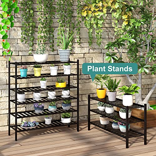 viewcare 3-Tier Long Black Shoe Rack, Bamboo Wood Shoe Rack for Closet, Entryway & Hallway, Stackable | Functional | Sturdy - color: Black, size: 3-Tier Long