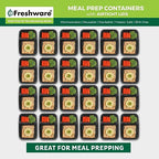 Freshware Meal Prep Containers [15 Pack] 2 Compartment with Lids, Food Storage Containers, Bento Box, BPA Free, Stackable, Microwave/Dishwasher/Freezer Safe (28 oz), Black - size: 2-COMP-28OZ-15PK