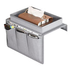 Sofa Armrest Organizer,TV Remote Holder Sofa Organizer with Top Tray for Couch Recliner Home Accessories Bedside Storage Pockets Bag (Grey)
