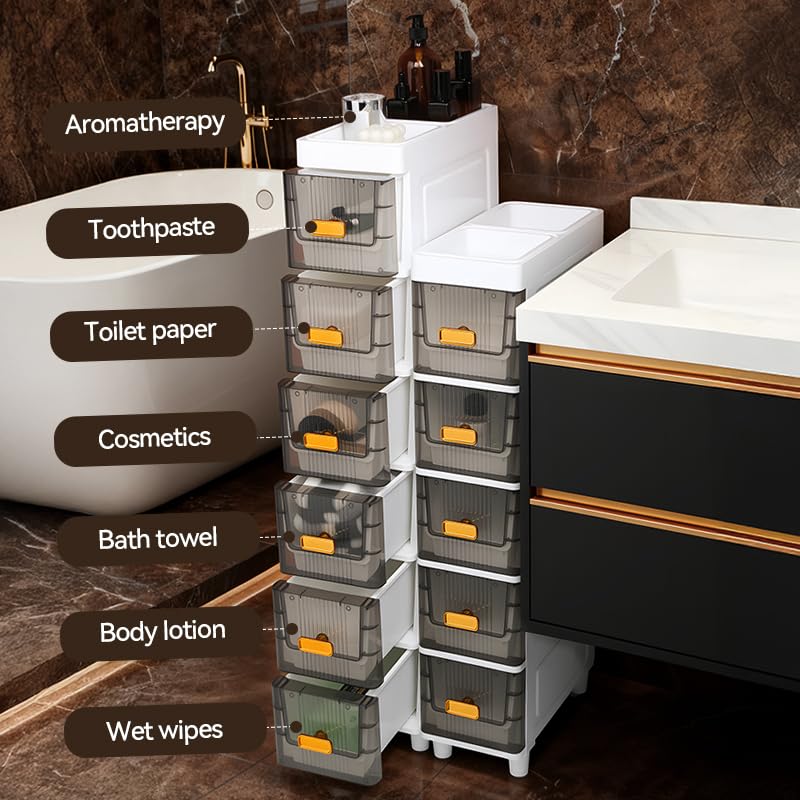 LDQ Slim Storage Cabinet with Drawers - Durable Waterproof PP Organizer for Bathroom/Kitchen/Health - Small Spaces, Snacks, Display & Retail (5layers) - size: 5layers