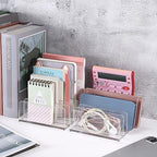 Hipiwe 2-Pack Acrylic File Organizer for Sorting Mail - 5 Slots Letter Sorter Clear Desktop Bill Divider Holder for Paper Envelope Document Book Cash Money Eyeshadow Makeup Palette