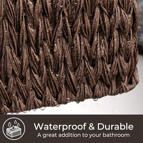 GRANNY SAYS Wicker Storage Basket for Shelves, Large Wicker Basket with Handles, Trapezoid Woven Baskets for Storage, Decorative Baskets for Home Decor, Brown - color: Brown, size: 10¾"D x 15"W x 7¼"H