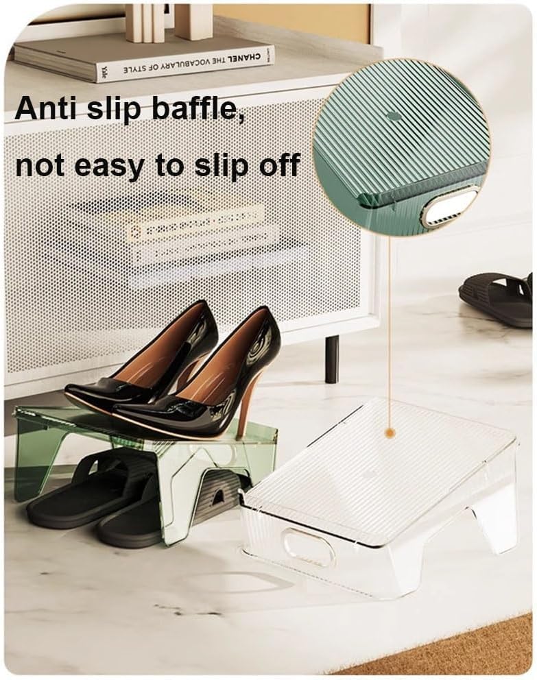 HYGRAD - Double Layer Shoe Rack Slots Organizer 25 X 23 X 12.7cm Stacker Space - Saving Transparent Plastic Shoe Holder - Stand Shoe Rack Wardrobe Storage For Cabinet (Gray, 6pcs) - color: Grey, size: 6xl (us size 16 / waist:38"-40")