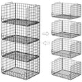 4-Tier Stackable Closet Organizers and Storage Basket - Foldable Closet Shelf Organizer System, Sturdy Metal Space-Saving Clothes Storage Bins for Wardrobe, Black