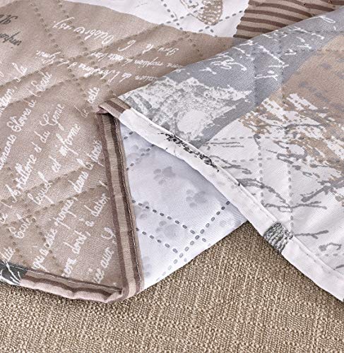 Brilliant Sunshine Paris and Toile Floral Patchwork Couch Armrest 5 Pockets Organizer, Slip Resistant Armchair Caddy, Washable Remote Controls Holder, Storage for Magazine, Tablet, 35×13", Latte Grey - color: Latte Grey