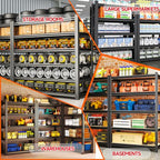 78" H Garage Shelving Heavy Duty, 5 Tier Shelving Unit, 2500LBS Industrial Metal Garage Shelves, Adjustable Utility Shelf Organizer Storage, Use for Basement, Warehouse, Pantry Closet, Black - size: 47.3"W x 18"D x 77.5"H