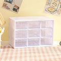 Desk Organizers Box with 9 Compartments – Plastic Desktop Drawer Storage Box, Storing Organizer for Hardware, Beads, Makeup, Office, and Craft Storagew(White)