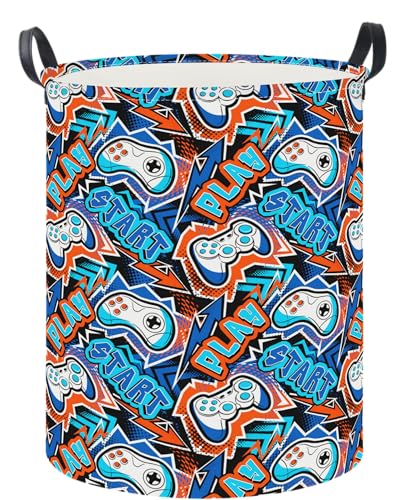 19.7" Laundry Basket,Dirty Clothes Hamper,Waterproof Storage Bin,Room Decor,Gift Baskets,Nursery Hamper(Game) - color: Game