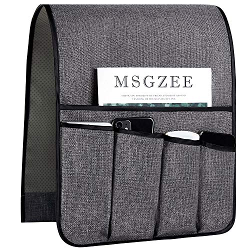 Sofa Armrest Organizer Non-Slip Arm Chair Hanging Caddy Remote Control Holder for Magazine, Phone, Books, Glasses(Grey,13in) - color: Gray, size: 35"x13"