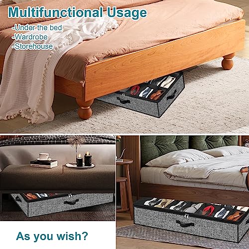 Under Bed Shoe Storage Organizer for Closet 2 Pack- Fits 32 Pairs Underbed Shoes Container Boxes Black - color: Black-32pairs, style: Regular Handle