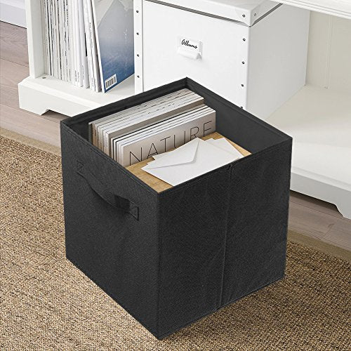 PowerKing Collapsible Storage Cubes with Handles, Fabric Foldable Bins for Closet Shelves, Durable Organization Storage Bins, 10.5'' x 11'' x 10.5'' (Black, 2Pack) - color: Black, size: 2Pack