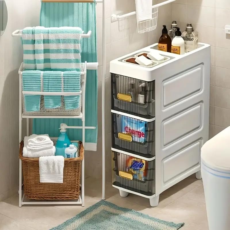LDQ Slim Storage Cabinet with Drawers - Durable Waterproof PP Organizer for Bathroom/Kitchen/Health - Small Spaces, Snacks, Display & Retail-3Layers - size: 3layers
