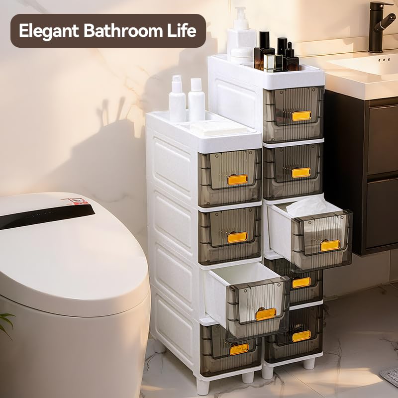 LDQ Slim Storage Cabinet with Drawers - Durable Waterproof PP Organizer for Bathroom/Kitchen/Health - Small Spaces, Snacks, Display & Retail (6layers) - size: 6layers