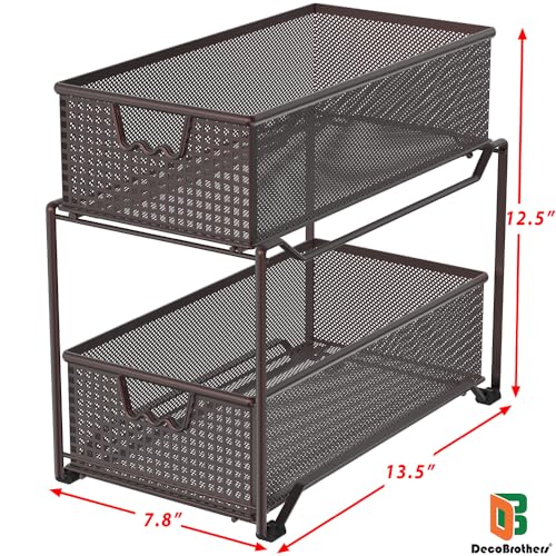Deco Brothers 2 Tier Bathroom Storage Organizer with Pull-Out Drawer, Bronze - color: Bronze