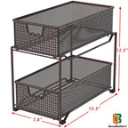 Deco Brothers 2 Tier Bathroom Storage Organizer with Pull-Out Drawer, Bronze - color: Bronze