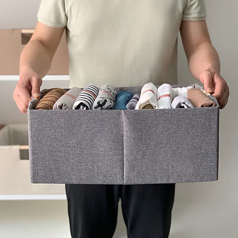 Storage Bin for Shelves Rectangle Closet Baskets Foldable Box with Handles, Gray Storage Bins, Storage Boxes for Home Office Car Dormroom - color: Gray-2pack
