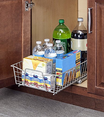 ClosetMaid 11 in. Pull Out Cabinet Organizer, Heavy Duty, Slide Out Pantry Shelves Drawers for Kitchen, Bathroom, Nickel - color: Nickel, size: 11-Inch One Tier