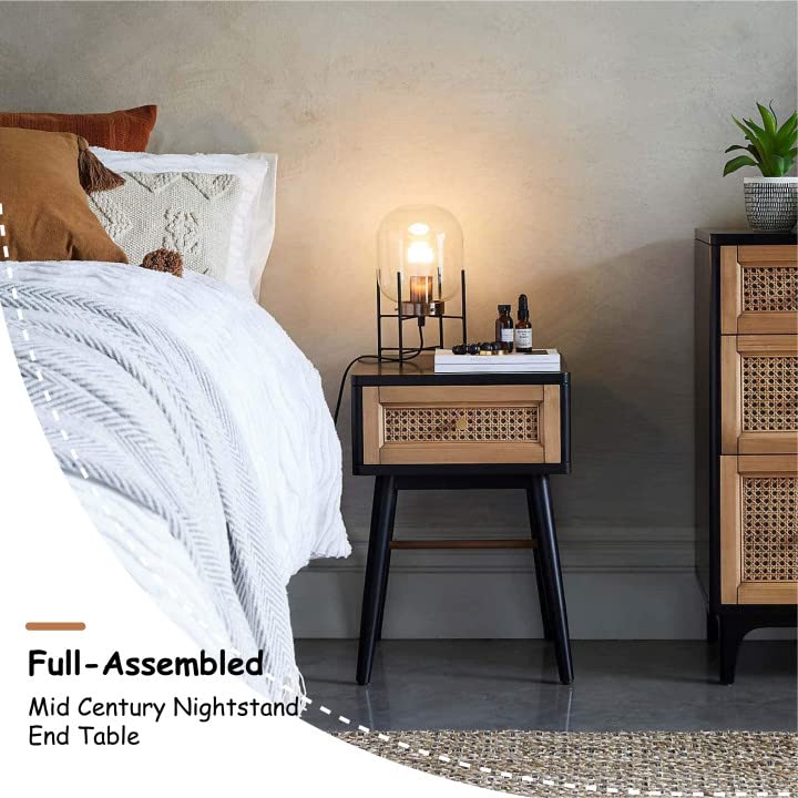COZAYH Fully-Assembled Modern Farmhouse Clean-Lined Nightstand, End Table with 1 Drawer, Black - color: Black, style: 1 Drawer/1 pack