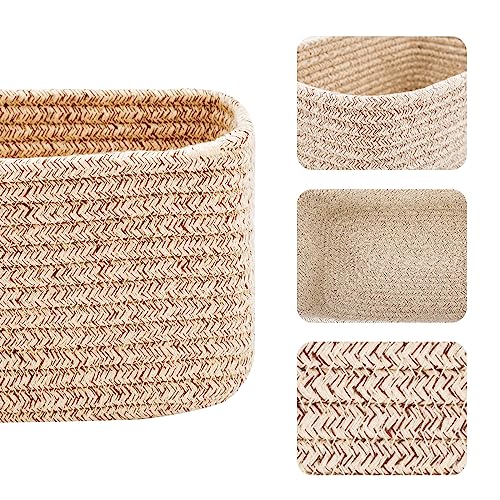 MiniArk Small Storage Baskets for Organizing | Closet Organizer Bins | Shelf Toy Basket | Woven Rope Baskets | Cube Decorative Box | Shallow Basket | L11.5xW7.5xH4.7| Brown - color: Brown, size: 3pcs-L11.5xW7.5xH4.7"