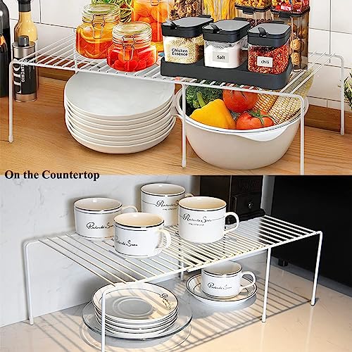 Kitchen Cabinet Organizer and Storage Shelves Expandable Freezer Shelf Organizer Rack with Scratch Resistant Feet for Counter Pantry Dish Spice Cupboards - color: expandable, size: 1 set