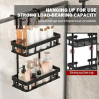 Over Door Shower Caddy, Black Rustproof Bathroom Organizer, 2-Tier Storage Rack, 11.81x5.31 Inch Shelves, No Drilling Required