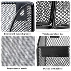 1 Pocket Mesh Wall File Holder Organizer Office Hanging File Folder Magazine Rack, Nametag Label Hooks Set Included (Black)