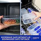 Sistema KLIP IT+ 6-Pack Rectangle Food Storage Containers, Stackable & Airtight Food Boxes with Lids, Dishwasher, Freezer, & Microwave-Safe, BPA-Free, 2.2L / 1L / 400mL - size: Assorted Sizes (6-Pack)