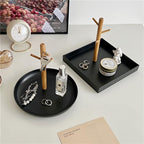 Shinpuru Key Tray & Key Bowl, Jewelry Tray with Wood 3-Tier Hanging Organizer - Multi-Functional Entryway Tray, Perfect for Key Bowl, Ring Holder, Jewelry Dish Organize (Black Square) - color: Black Square