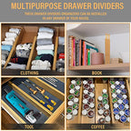 Bamboo Drawer Dividers,Kitchen Drawer Dividers Adjustable,Expandable Drawer Dividers Organizer for Kitchen large Utensils, Dressers Bathroom,Clothes,Office,Drawer Organization Separators(17.7-22 in)