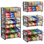 3-Pack Stackable Can Rack Organizer for Pantry, Adjustable Can Holder for Various Ounce of Cans up to 90, Rolling Can Dispenser for Canned Food Soup Goods Storage in Kitchen Cabniet, 2 Tier, Black - style: 2-Tier 3-Pack