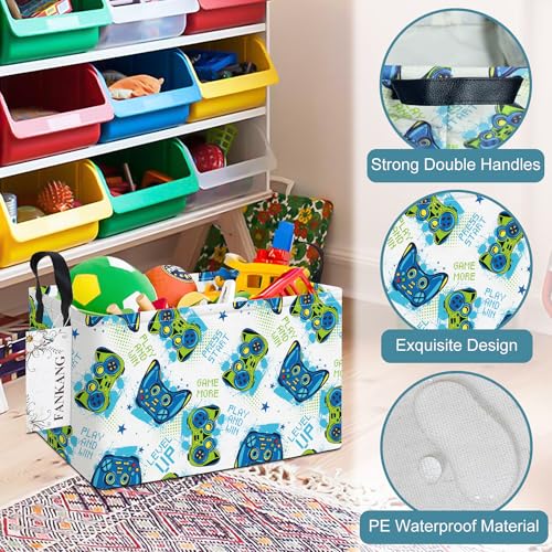 FANKANG Storage Bins,Nursery Hamper Canvas Laundry Basket Foldable with Waterproof PE Coating Storage Baskets for Boys and Girls, Office, Bedroom, Clothes,Toys(Rec-Game ） - color: Rec-Game