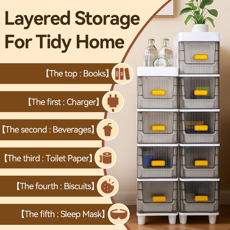 LDQ Slim Storage Cabinet with Drawers - Durable Waterproof PP Organizer for Bathroom/Kitchen/Health - Small Spaces, Snacks, Display & Retail (6layers) - size: 6layers