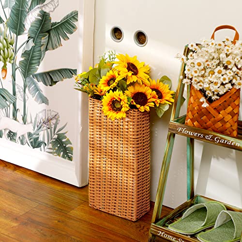 Weysat Woven Umbrella Stand for Entryway Handmade Umbrella Holder Freestanding Cane Stand Natural Color Decorative Umbrella Rack Tall Basket for Laundry Bathroom (Rectangular Style) - style: Rectangular Style