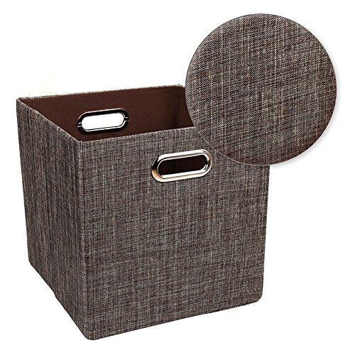 Posprica Storage Bins Cube Containers Boxes,Thick and Heavy Duty Fabric Drawers, 11×11 inch- Set of 4,Brown - color: Brown, size: 11×11×11/4pcs
