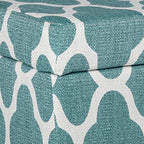 HomePop Large Upholstered Rectangular Storage Ottoman Bench with Hinged Lid, Teal Blue Geometric - color: Teal Blue Geometric