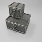 Carligo Multi-Purpose Stainless Steel Mini Organizer Storage Box with Lock - Versatile Basket for Jewelry, Tools, and Small Items (3.6 x 3.6 x 3.6 inches) - size: 4" x 4" x 4"