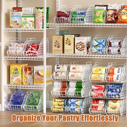 Can Storage Organizer Pantry, Stackable Kitchen Canned Food Holder With Handles, Can Organizer For Pantry Countertop Cabinet, Beverage Drink Pop Soda Can Dispenser Patent Pending (White, 4 Pack) - color: White, size: 4 Pack