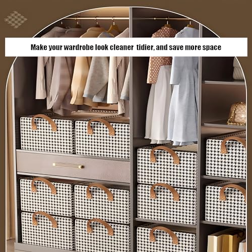 4PCS Foldable Storage Box with Lid - Extra Large Fabric Closet Organizer for Clothes, 18.5x11x7.9 Inch Canvas Bin, Collapsible Design for Bedroom, Shelf, Closet, Underbed (Black & White)