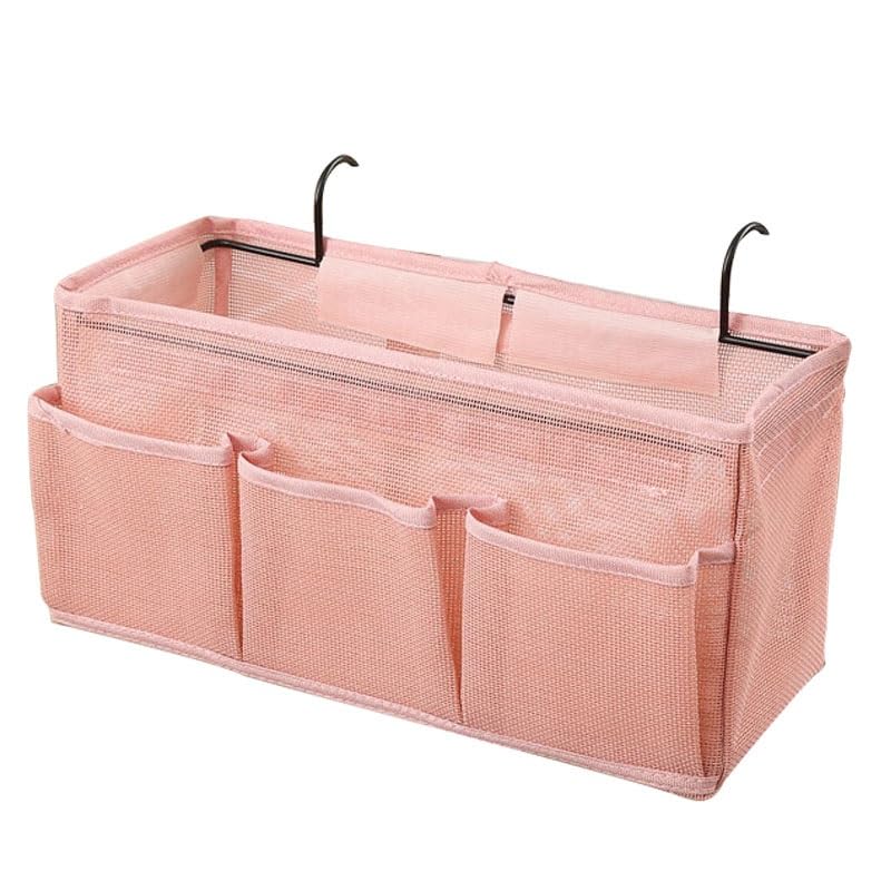 Bed Hanging Storage Bag，Bed Side Storage Pocket，Bunk Bed Hanging Storage Caddy with Hooks and Pockets for Bunk Beds Rails Book Phone Glasses Storage(Pink (Bedside Model)) - color: Pink (Bedside Model)