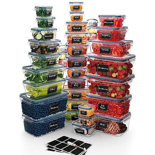 Chef's Path 72 Piece Airtight Food Storage Containers with Lids, 36 Containers and Lids, Stackable Kitchen and Pantry Canisters for Meal Prep and Food Storage - Transparent - color: Pack of 36