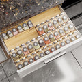 AMBIRD Bamboo Spice Drawer Organizer with Non-slip Mat,4 Tier - 2 Set Jar Spice Rack Tray From 12''to 24'',Hold up 48 Jars Seasoning Organizer for Kitchen,Cabinet,Drawers,Countertop - size: 8 Pcs x 11.8'' W, style: Natural