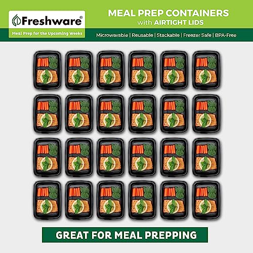Freshware Meal Prep Containers [150 Pack] 1 Compartment with Lids, Food Storage Containers, Bento Box, BPA Free, Stackable, Microwave/Dishwasher/Freezer Safe (24 oz) - size: 24OZ-150PK